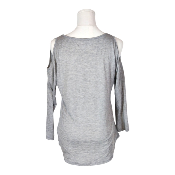 Jessica Simpson Cold Shoulder Graphic Tee Mandala Print Gray Top Size Small - Picture 3 of 6